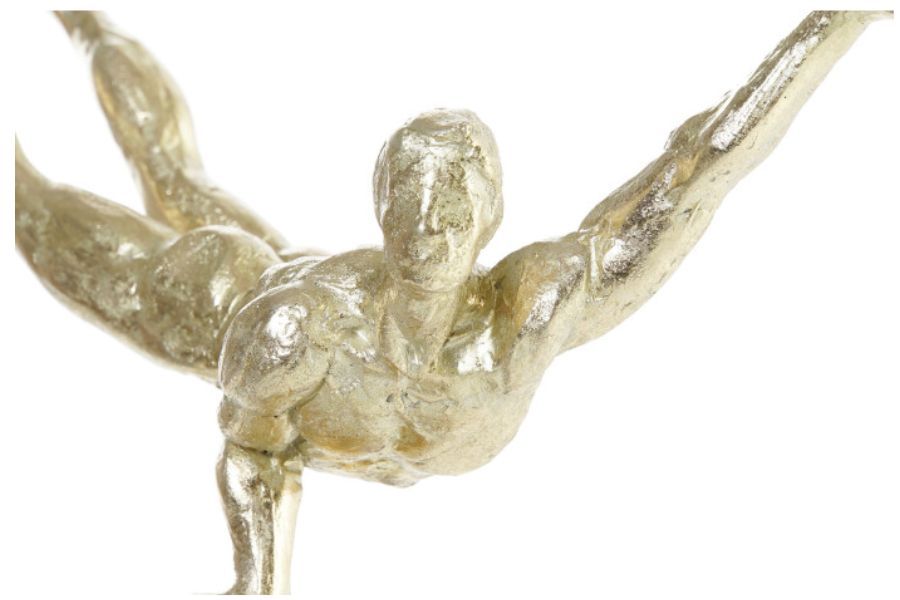 Figura decorativa de gimnasta en resina dorada con base de cristal - Imagen 2