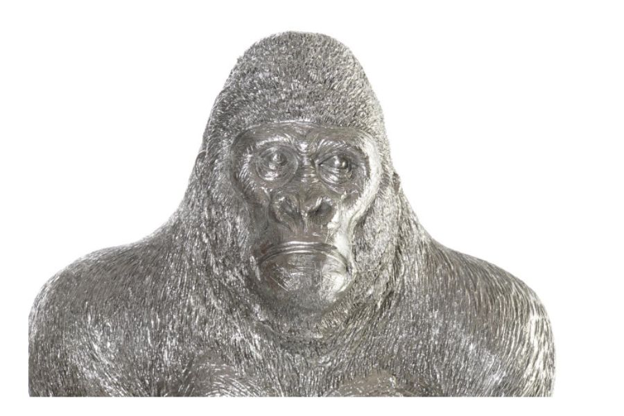 Figura Decorativa de Resina Gorila Plateado - Imagen 2