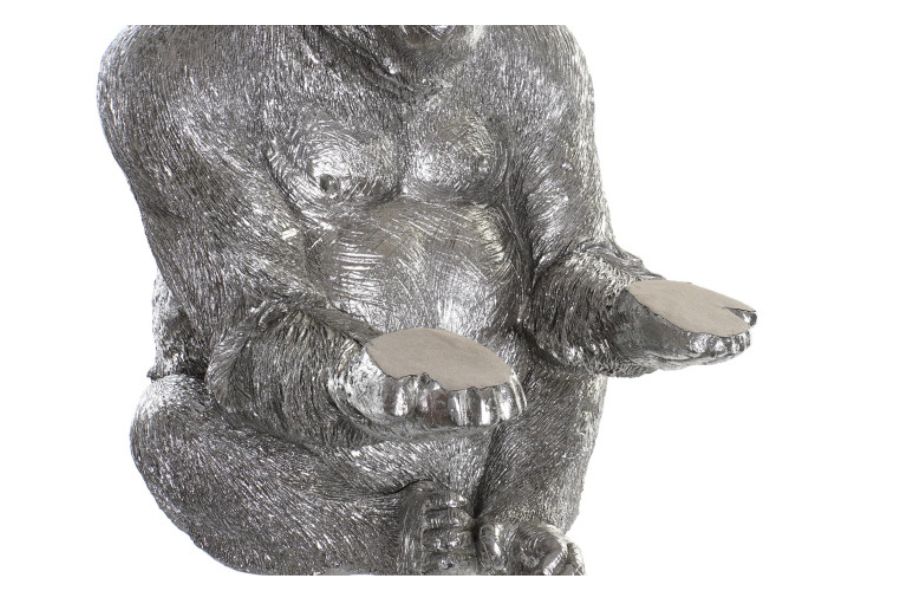 Figura Decorativa de Resina Gorila Plateado - Imagen 4