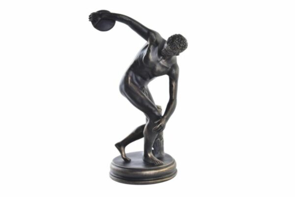 Figura decorativa Discóbolo de resina acabado cobre