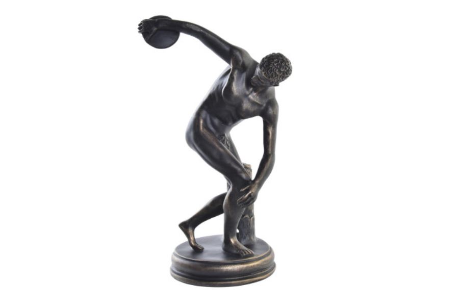 Figura decorativa Discóbolo de resina acabado cobre