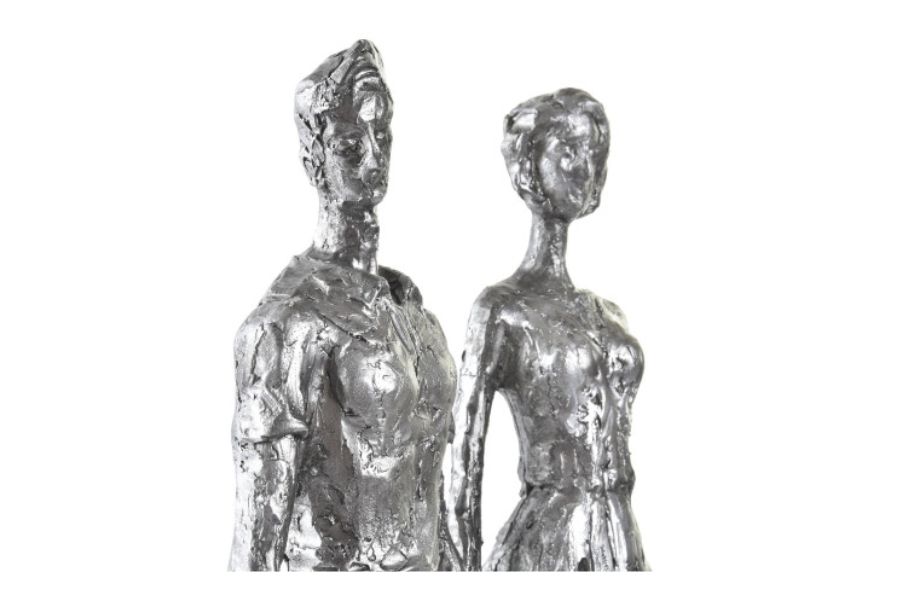 Figura decorativa de resina Familia en color plateado - Imagen 2