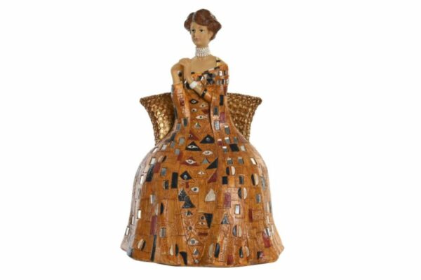 Figura dama de resina en tonos dorados