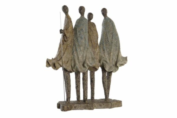 Figura decorativa de resina con cuatro africanas multicolor