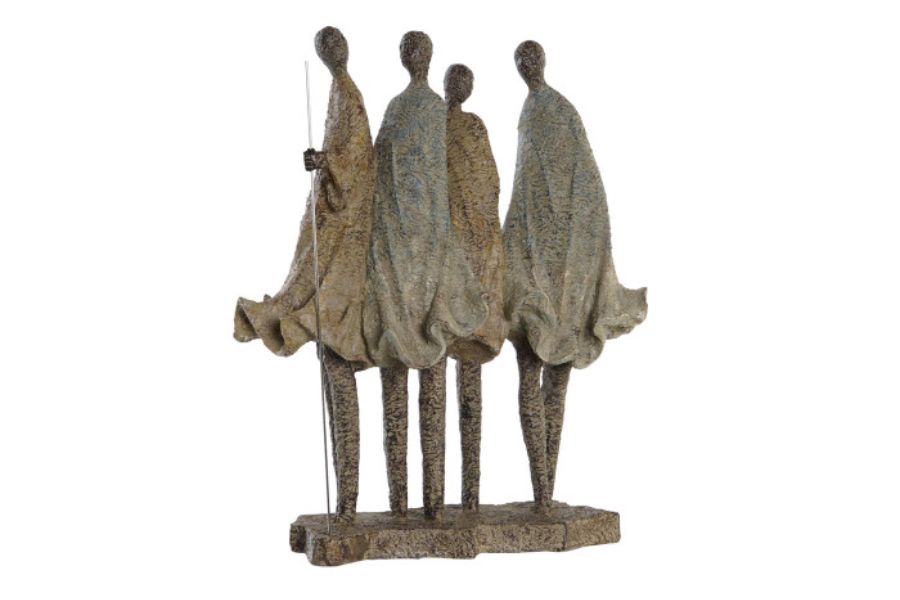 Figura decorativa de resina con cuatro africanas multicolor