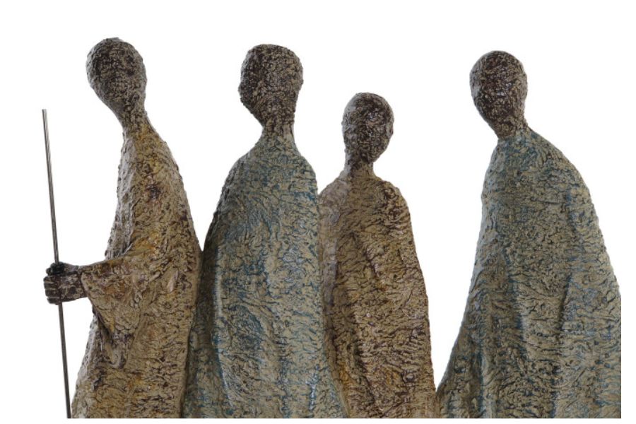 Figura decorativa de resina con cuatro africanas multicolor - Imagen 3