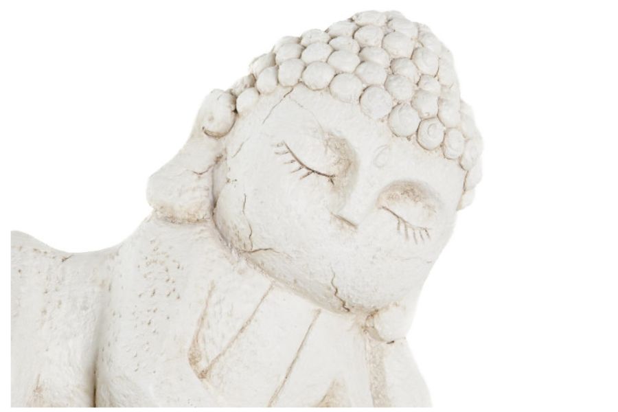 Figura decorativa de Buda sobre elefante en magnesia envejecida - Imagen 2