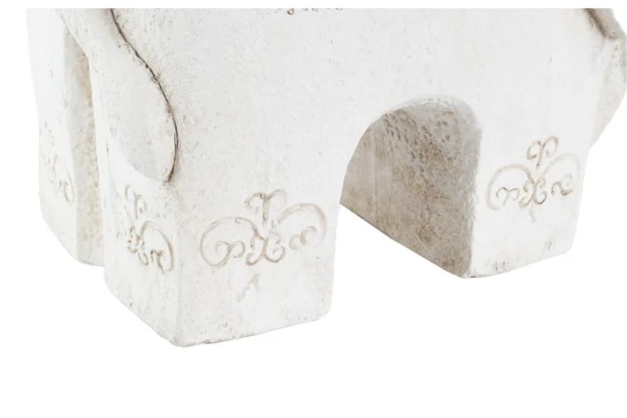 Figura decorativa de Buda sobre elefante en magnesia envejecida - Imagen 3