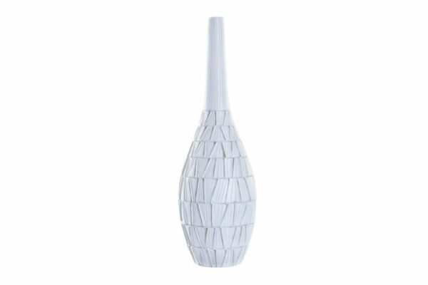 Jarrón decorativo de resina blanco 19 x 19 x 60 cm