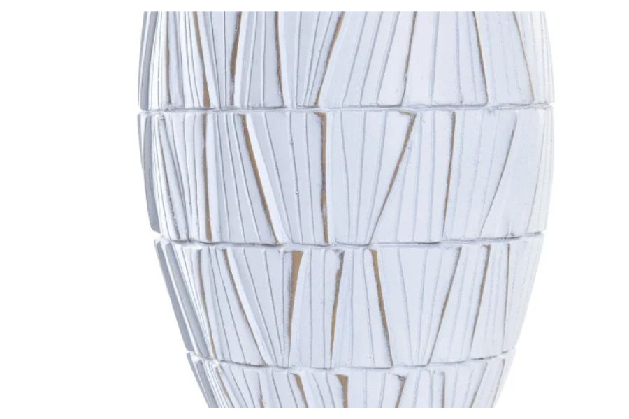 Jarrón decorativo de resina blanco 19 x 19 x 60 cm - Imagen 2