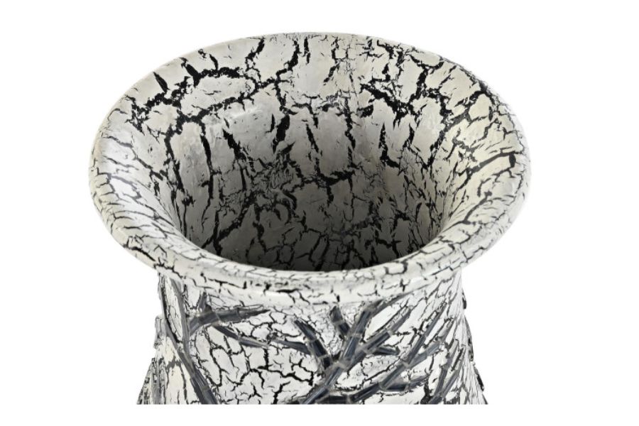 Jarrón decorativo de cristal y terracota con diseño de árbol blanco - Imagen 2
