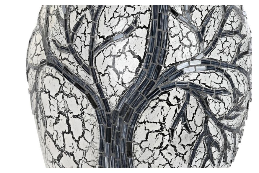Jarrón decorativo de cristal y terracota con diseño de árbol blanco - Imagen 3