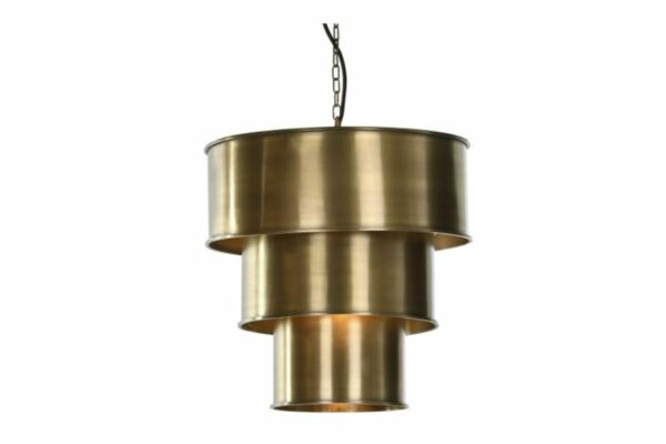 Lámpara de Techo de Hierro Triple Dorada – 42x42x41 cm