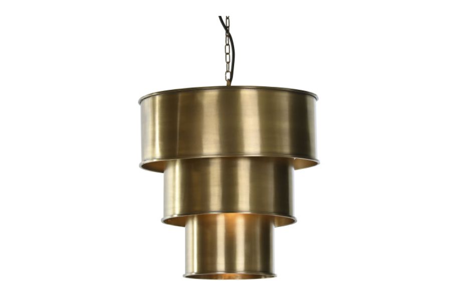 Lámpara de Techo de Hierro Triple Dorada – 42x42x41 cm