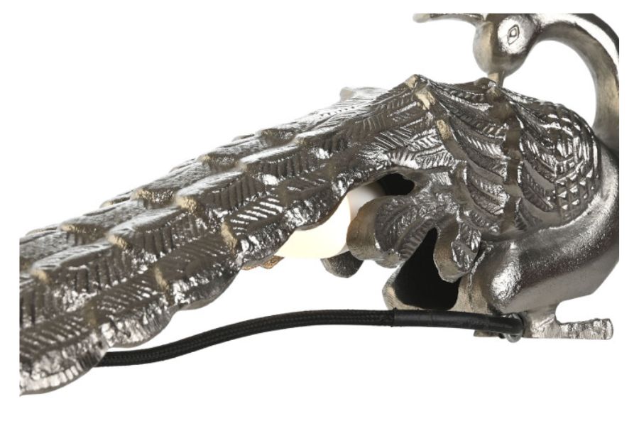 Lámpara de sobremesa decorativa de aluminio con diseño de pavo real - Imagen 4