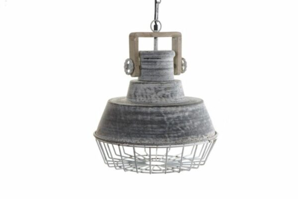 Lámpara de techo de metal y madera gris decapada estilo industrial