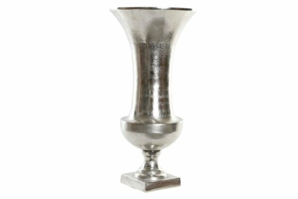 Jarrón decorativo de aluminio plateado estilo copa