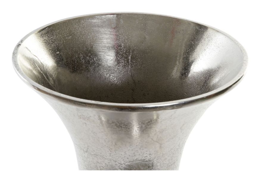 Jarrón decorativo de aluminio plateado estilo copa - Imagen 2