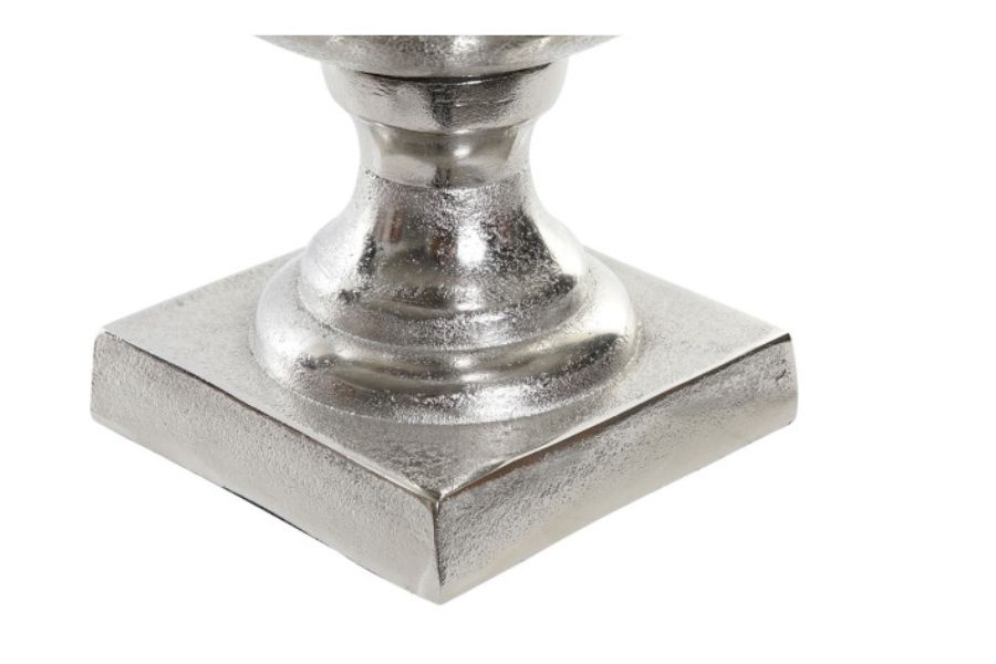 Jarrón decorativo de aluminio plateado estilo copa - Imagen 3