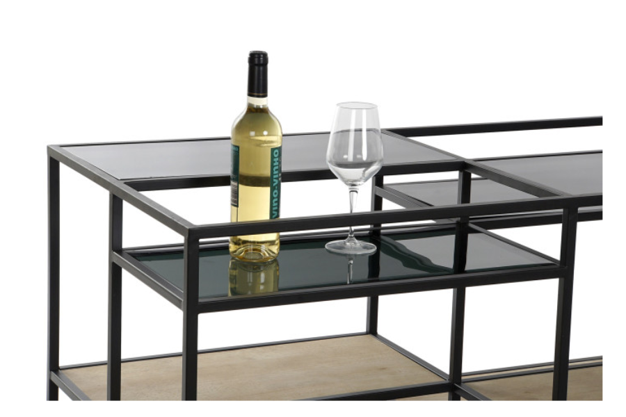 Mesa de centro en metal y madera con cristal - Imagen 2