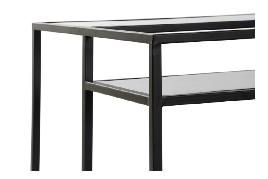 Mesa de centro en metal y madera con cristal - Imagen 4