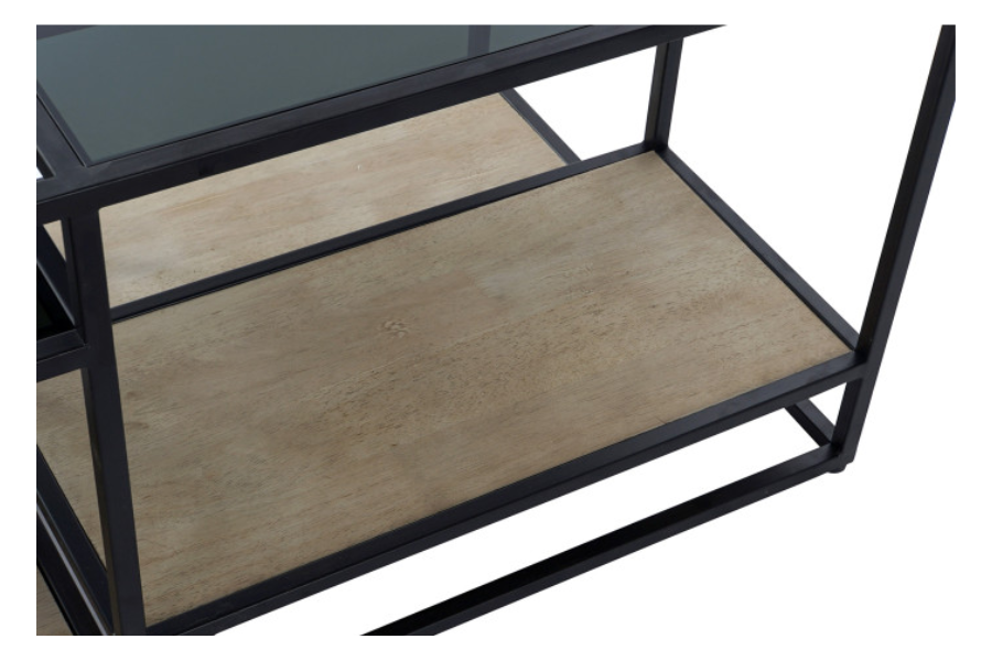 Mesa de centro en metal y madera con cristal - Imagen 5