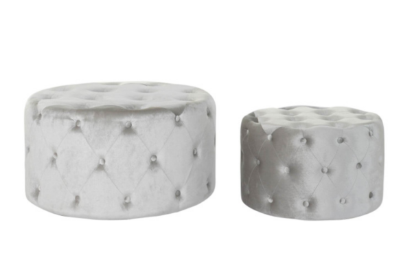 Set de 2 reposapiés en terciopelo gris – Diseño capitoné