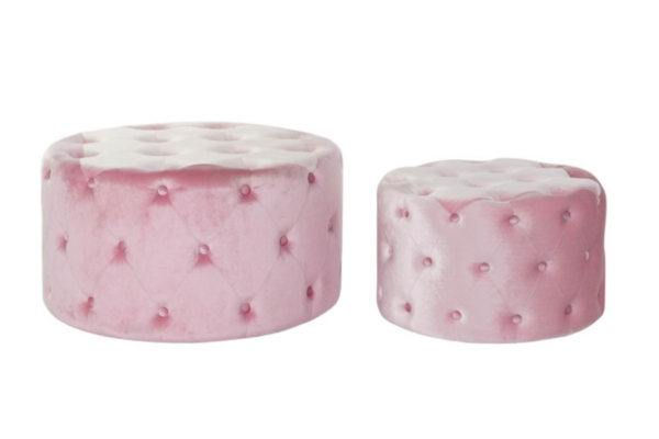 Set de 2 reposapiés tapizados en terciopelo – Rosa