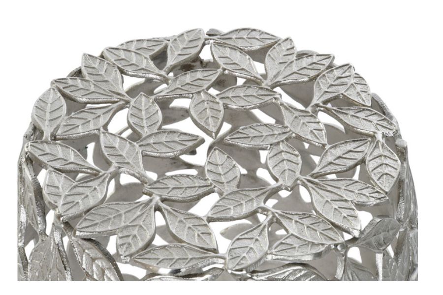 Mesita Auxiliar de Aluminio Hojas Plateada - Imagen 2