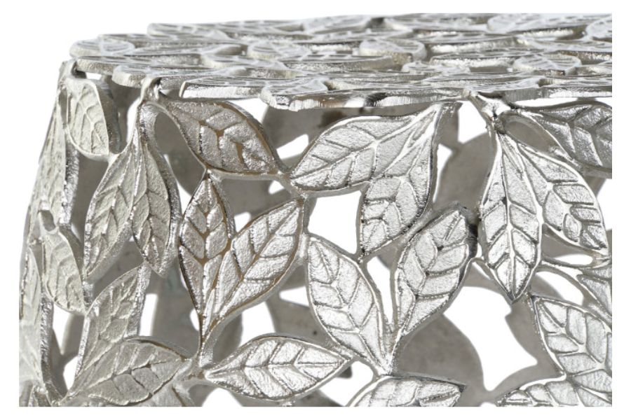 Mesita Auxiliar de Aluminio Hojas Plateada - Imagen 3