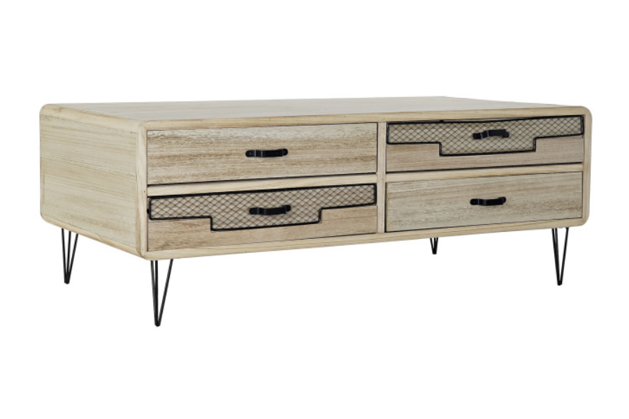 Mueble TV de madera de paulownia y metal Natural