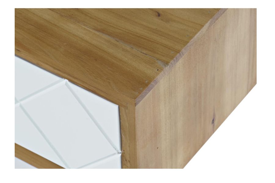 Mesa de Centro de Abeto Marrón con 2 Cajones en Blanco - Imagen 4