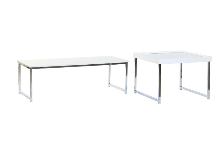 set de 2 Mesas de centro de acero y MDF,