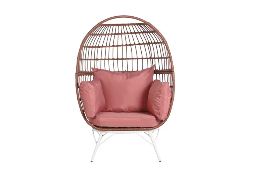Sillón de ratán sintético y acero con cojines