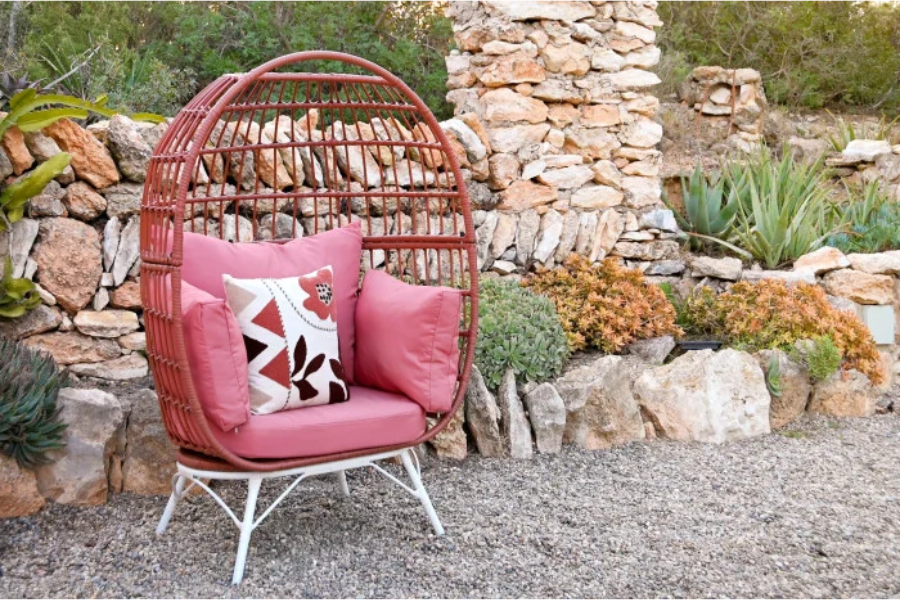 Sillón de ratán sintético y acero con cojines - Imagen 2