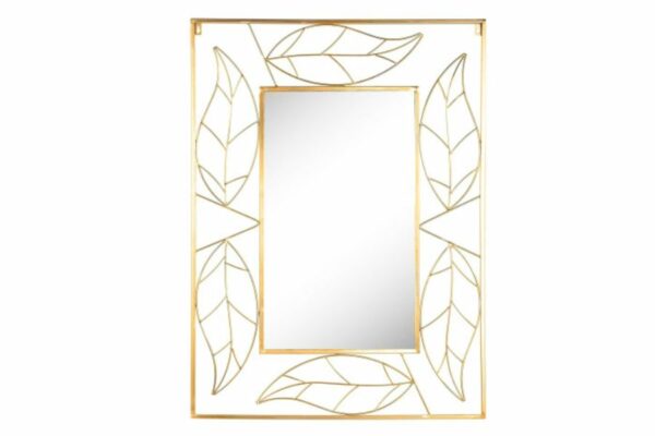 Espejo decorativo de metal dorado mate con diseño de hojas 71 x 1 x 97 cm