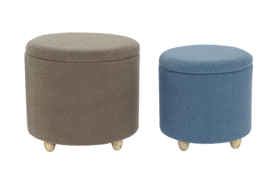 Set de 2 Reposapiés de poliéster y madera