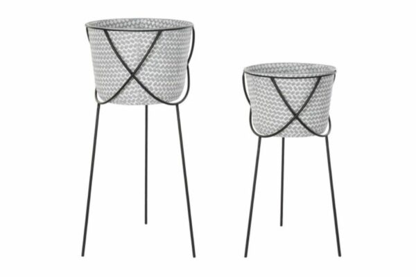 Set de 2 maceteros de hierro gris con patas altas