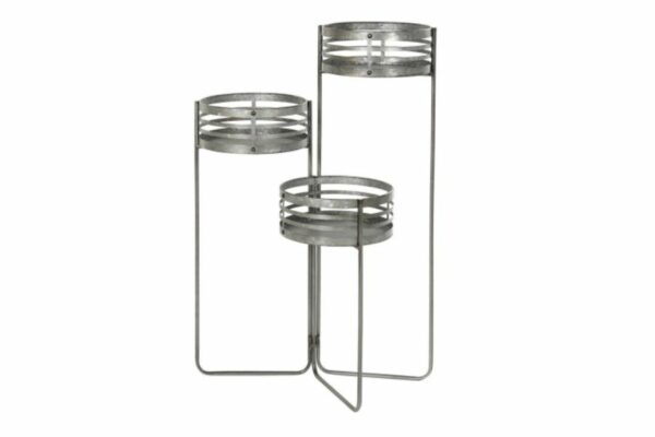 Macetero decorativo de hierro gris con 3 alturas