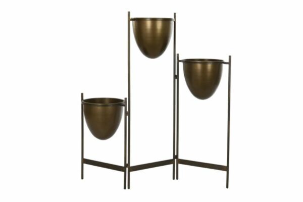 Macetero decorativo de metal cobrizo con 3 alturas