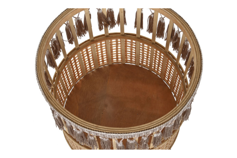 Set de 2 Maceteros de Bambú y Metal Natural Marrón - Imagen 3