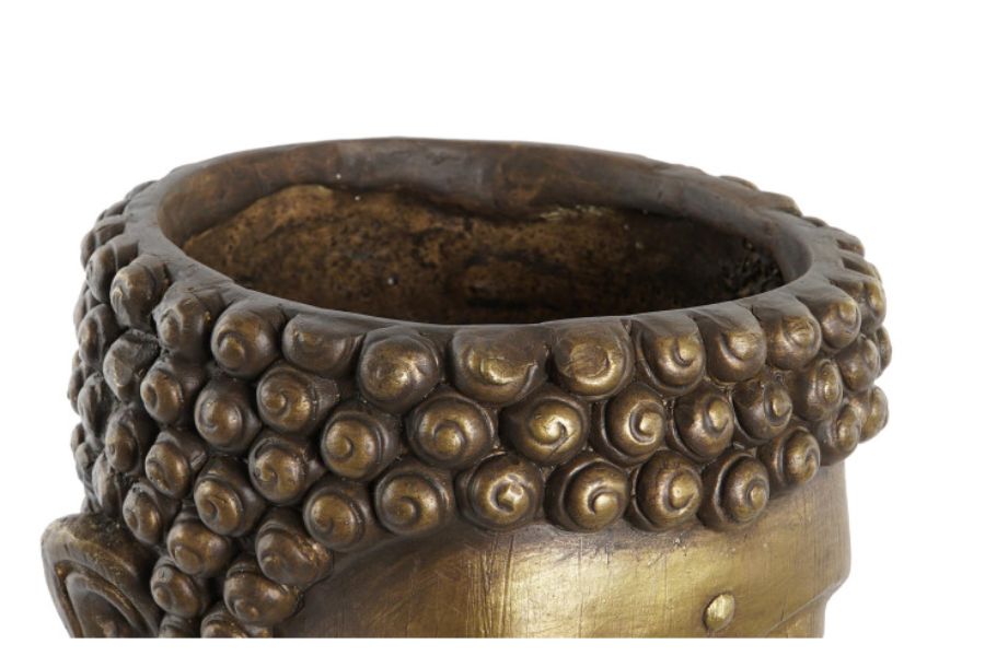 Macetero decorativo de fibra de vidrio con cabeza de Buda envejecida - Imagen 2