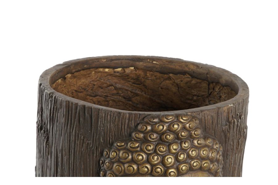 Macetero decorativo de fibra de vidrio con Buda envejecido - Imagen 2