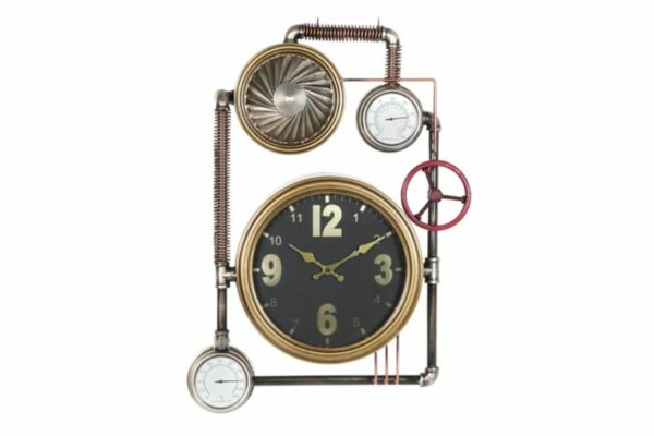 Reloj de Pared de Hierro y Cristal Dorado