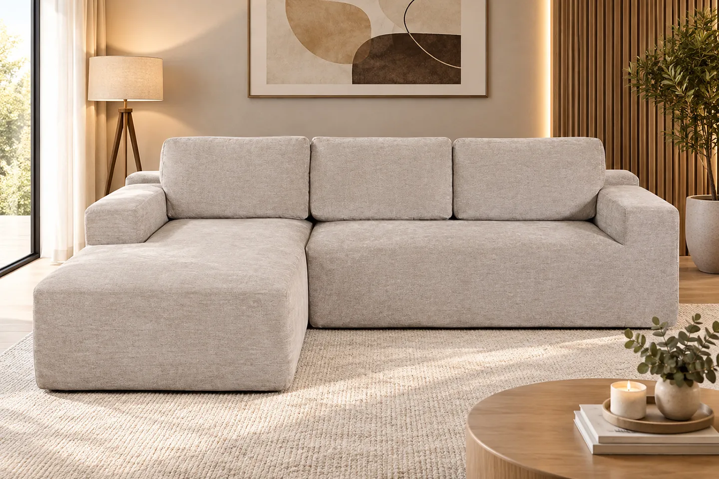 Sofá Nube beige con chaise longue a la izquierda